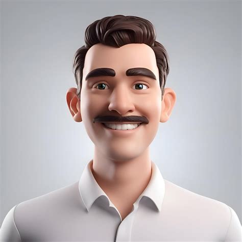 Premium Photo Smiling Man With Mustache On His Face D Illustration