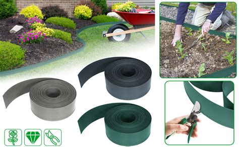 UISEBRT Rasenkante Kunstoff 20m Lawn Edging Roll Plastic