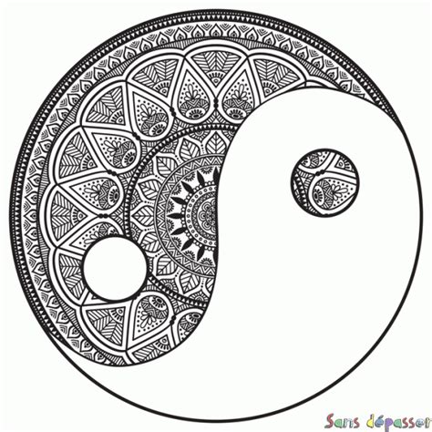 Coloriage Doodle Yin Yang Sans Dépasser