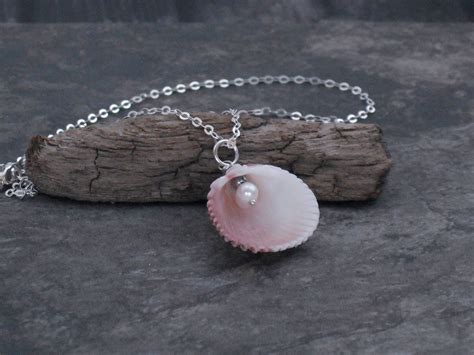 Necklace Natural Sea Shell Freshwater Pearl Silver Necklace - Etsy