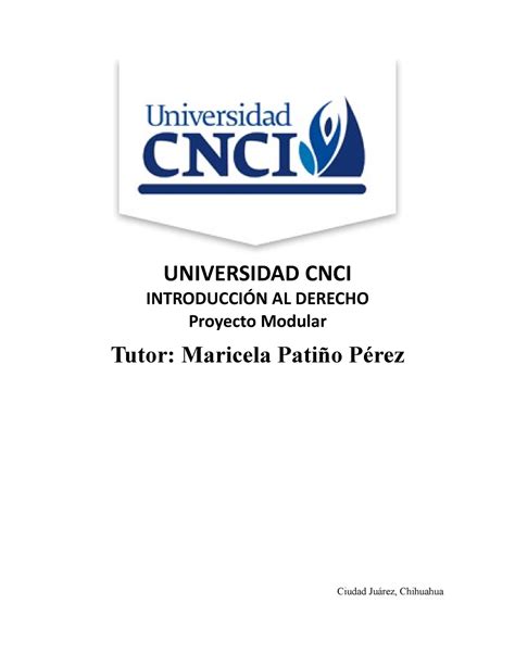 Introduccion Al Derecho Proyecto Modular K Universidad Cnci