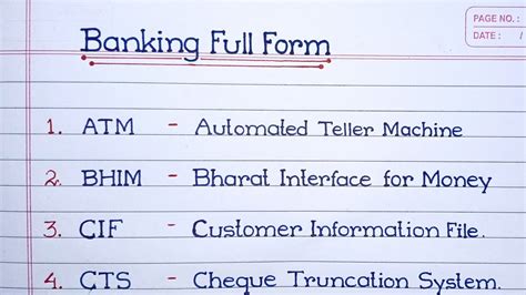 Banking Related Full Form Atm Bhim Cif Cts Emi Ifsc Neft Sip Emi Youtube