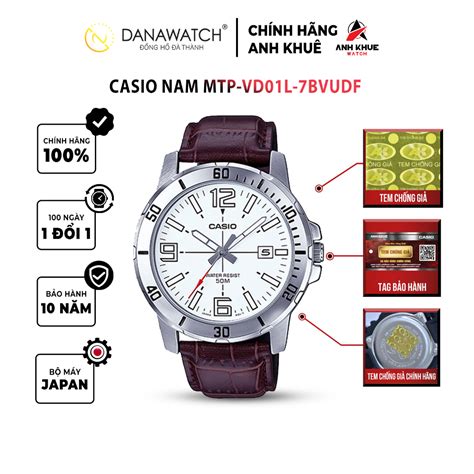 Đồng hồ Casio Nam chính hãng Casio Nhật Bản MTP VD01L 7BVUDF dây da