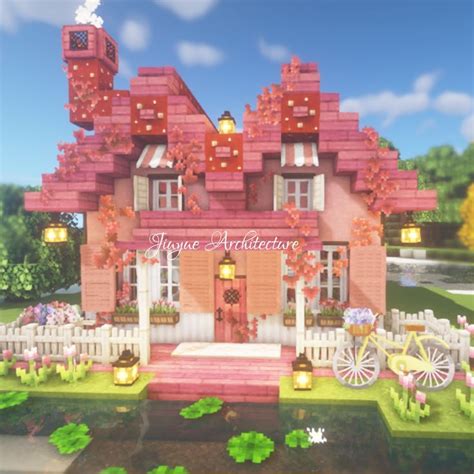 Minecraft Speedbuild Waterside Pink Bakery Cottagecore And Fairycore