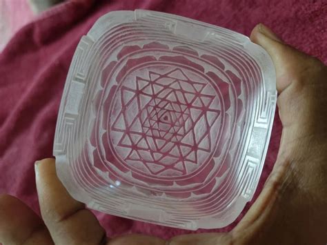 Gemstone Clear Quartz Sphatik Shree Yantra Size Inch At Rs