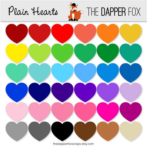 Rainbow Hearts Digital Clipart Clip Art INSTANT DOWNLOAD 36 Colours - Etsy