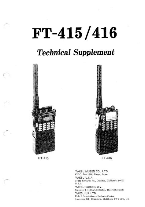 Pdf Yaesu Ft415 416 Manual Service Dokumentips