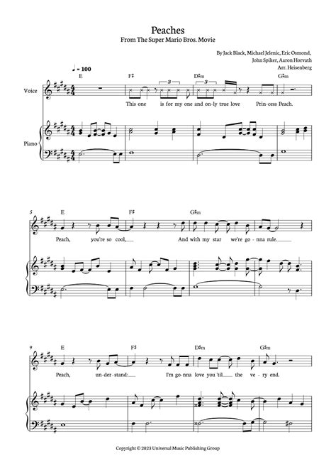 Peaches Arr Heisenberg By Jack Black Sheet Music For Piano Vocal