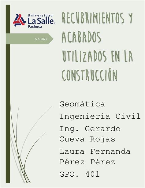 Acabados y recubrimientos 5 5 Geomtica IngenierÌa Civil Ing