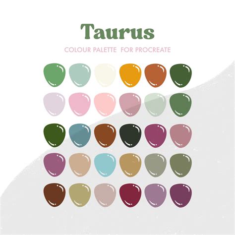 Taurus Zodiac Sign Colour Palette for Procreate | 30 Colours/swatches