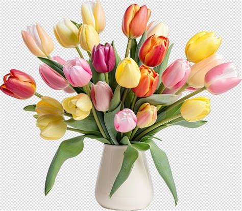 Premium Psd Tulip Flowers Bouquet Vibrant Colorful Plants Arrangements