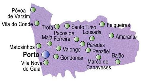 Mapa Do Distrito Do Porto Portugal