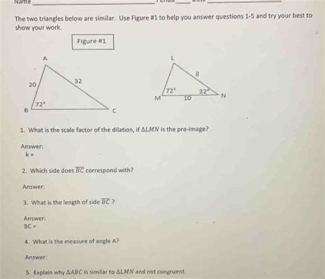 Solved Name The Two Triangles Below Are Similar Use Figure To