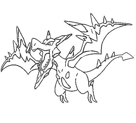 Coloring Page Mega Evolved Pokemon Mega Aerodactyl Pokemon