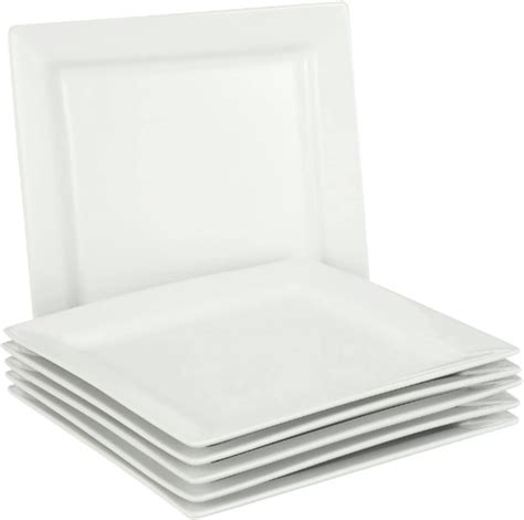 Amazon.com | Square Dinner Plates, White, Set of 6: Dinner Plates