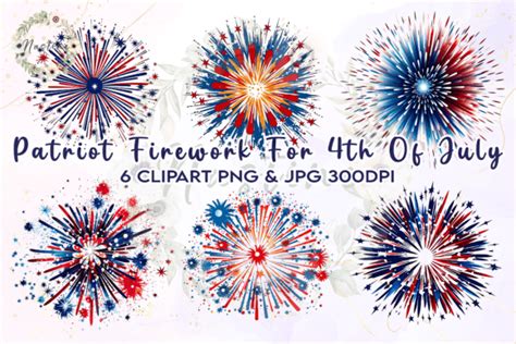 Patriot Firework Watercolor Clipart Graphic by Nastine · Creative Fabrica