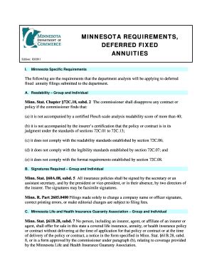 Fillable Online Mn Deferred Fixed Annuity Checklist State Of