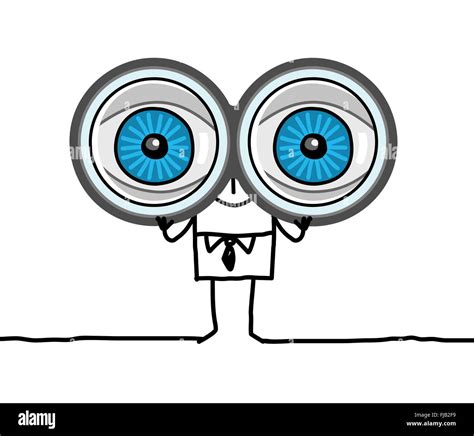 hand drawn cartoon characters - big eyes and binoculars Stock Photo - Alamy