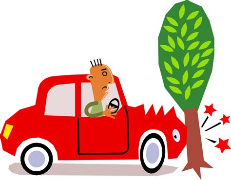 Vector Illustration Of Car Motorist Driver Has Accident Cartoon Car