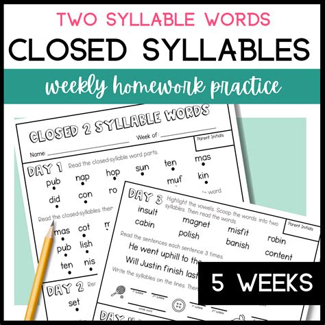 2 Syllable Words Closed Syllable Decoding Practice And Fluency Homework Vccv Classful