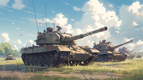 Handgezeichnete Cartoon Panzer Milit R Anime Illustration Premium Foto