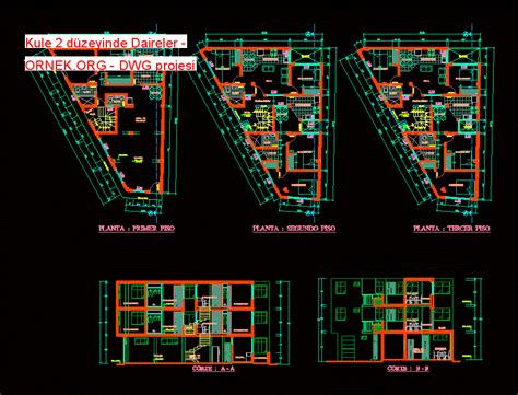 Kule D Zeyinde Daireler Dwg Projesi Autocad Projeler