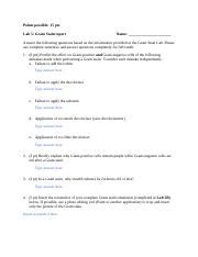 Gram Stain Report Docx Points Possible Pts Lab Gram Stain