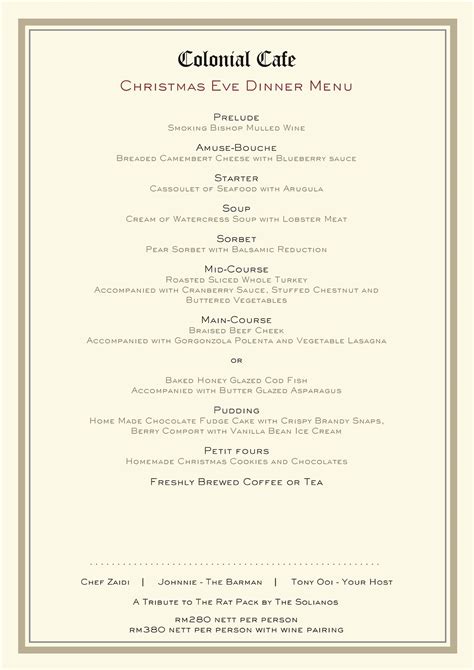 Colonial Cafe The Majestic Hotel Kuala Lumpur Festive Season Menu