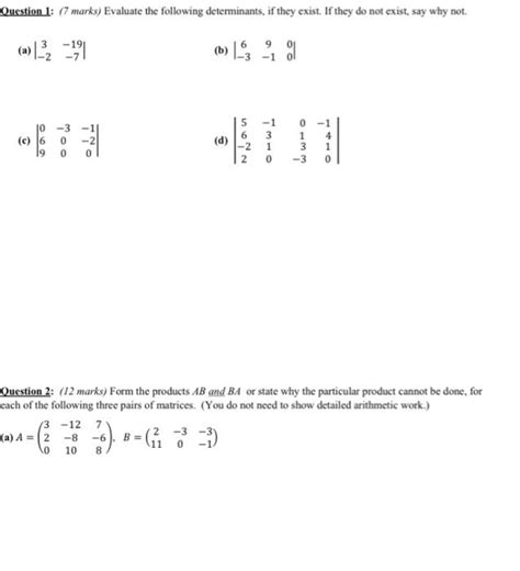 Solved (a) ∣∣3−2−19−7∣∣ (b) ∣∣6−39−100∣∣ (c) | Chegg.com 