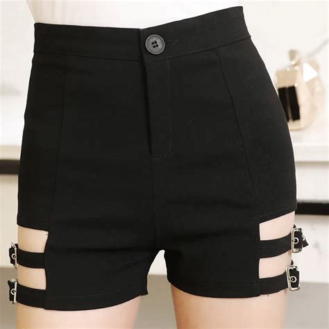 Sexy Women S Vintage Black Elastic High Waist Hot Shorts Tight Skinny Garter Belt Punk Shorts