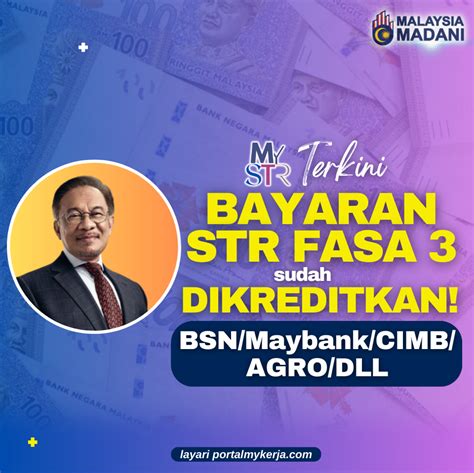 Terkini Str Fasa Sudah Dikreditkan Ke Akaun Bank Penerima My Kerja