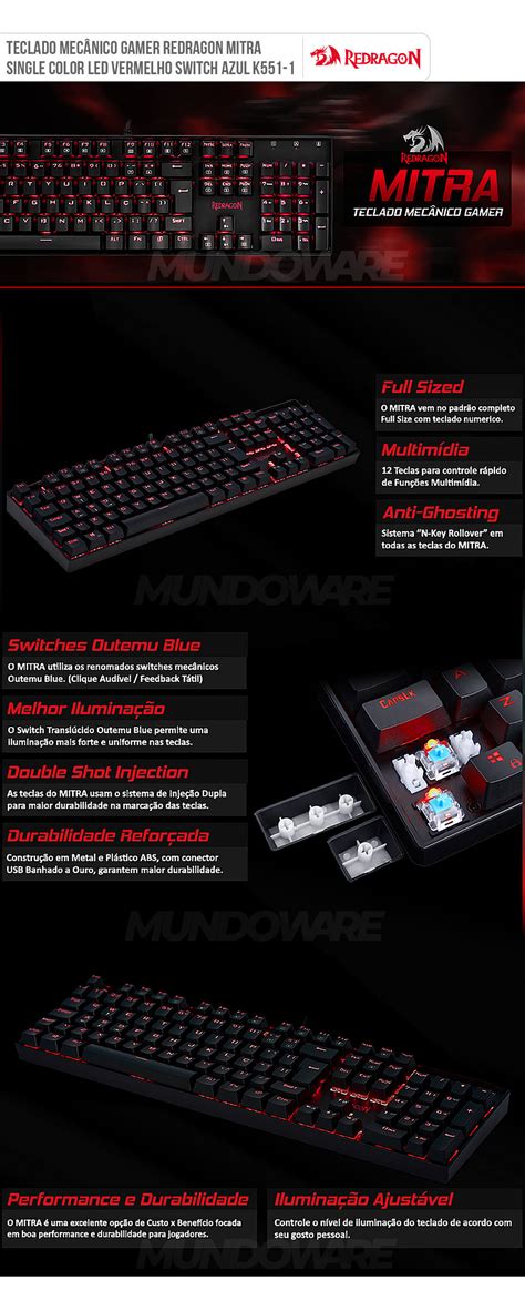 Teclado Mecânico Gamer Redragon Mitra