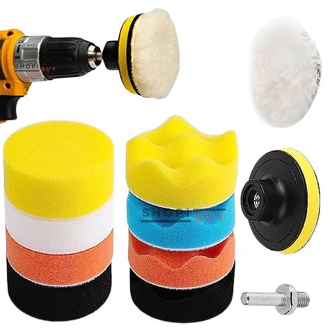 Shopibuy Pcs Car Foam Drill Polishing Pad Kit Inch Buffing Pads