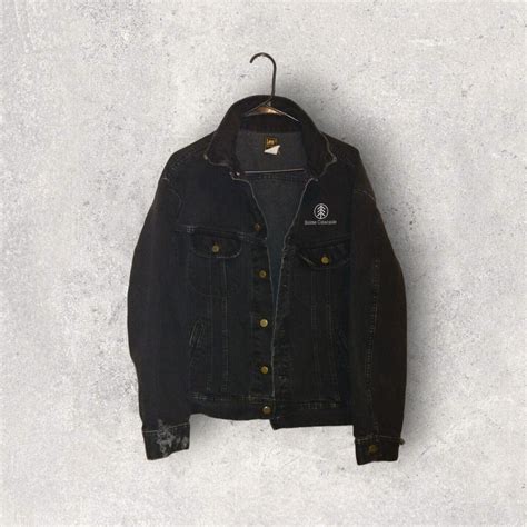 Vintage Lee Riders Trucker Jacket Black Denim Button Gem