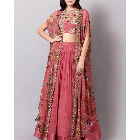 Designer Lehenga Choli With Long Shrug Outfit