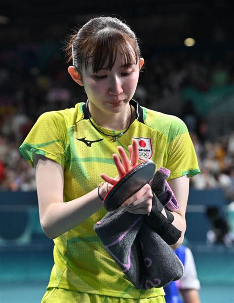 女子シングルス準決勝で敗れた早田ひな＝2日、パリ（撮影・中村太一） 写真｜【西日本新聞me】