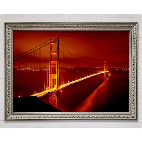 Ebern Designs San Francisco Silveren Gate Bridge Rotes Gl Hen Druck