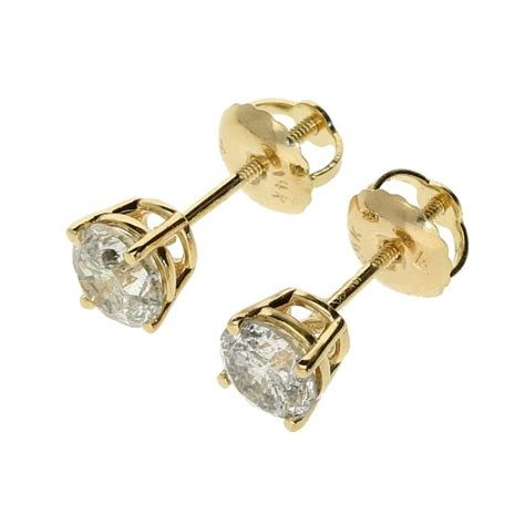 Ct Yellow Gold Diamond Stud Earrings Screw Back Miltons Diamonds