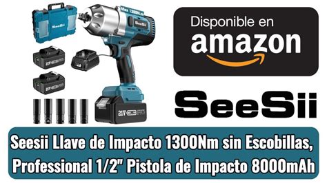 Seesii Llave De Impacto 1300Nm Sin Escobillas Professional 1 2