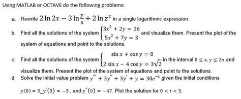 Solved Using Matlab Or Octave Do The Following P Solutioninn