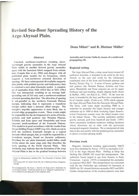 (PDF) Revised seafloor spreading history of the Argo Abyssal Plain