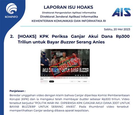 Isu Hoaks Disinformasi 20 Mei 2023 PPID Diskominfo Jateng