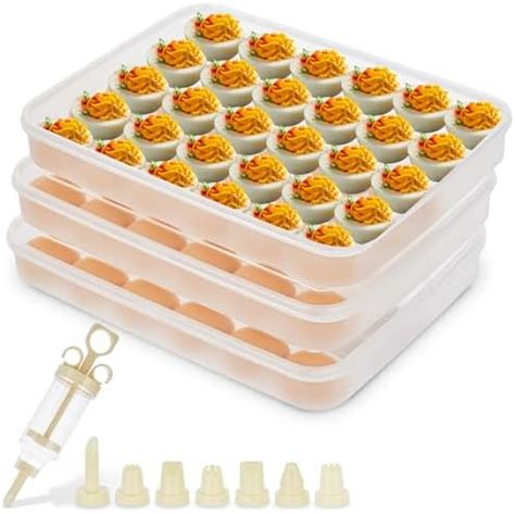 Amazon Nuogo Pcs Deviled Egg Carrier With Lid Slots Deviled