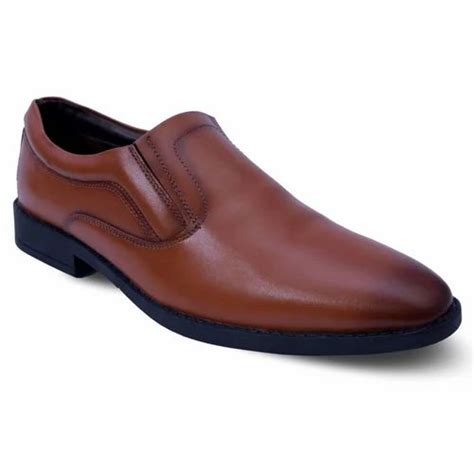 Alluring Synthetic Leather Tan Formal Shoes For Men Leather Casual