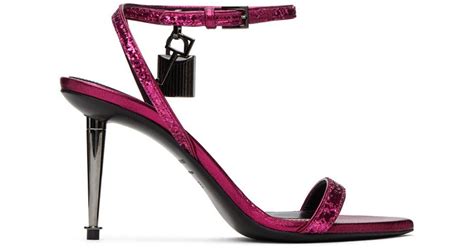 Tom Ford Pink Padlock Pointy Naked Heeled Sandals In Black Lyst