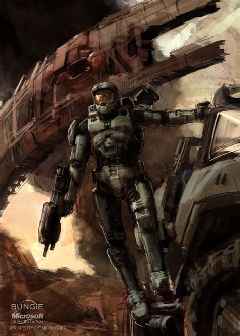 Space Ship Guru Marine Concept And Master Chief Promotional Art