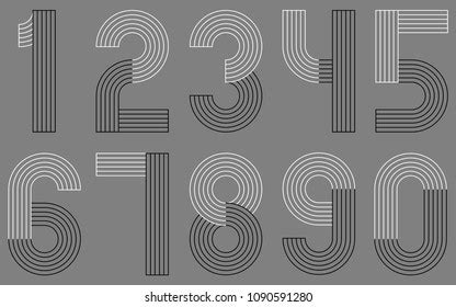 Retro Stripes Funky Numbers Settrendy Elegant Stock Vector Royalty