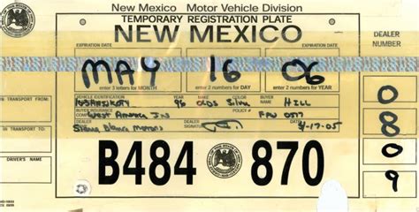 New Mexico Temporary License Plates