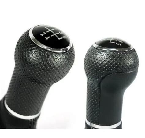 Universal Speed Chrome Gear Shift Knob With Black Leather Boot For Vw