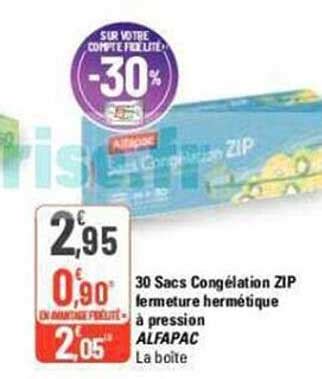 Promo 30 Sacs Congélation Zip Fermeture Hermétique à Pression Alfapac